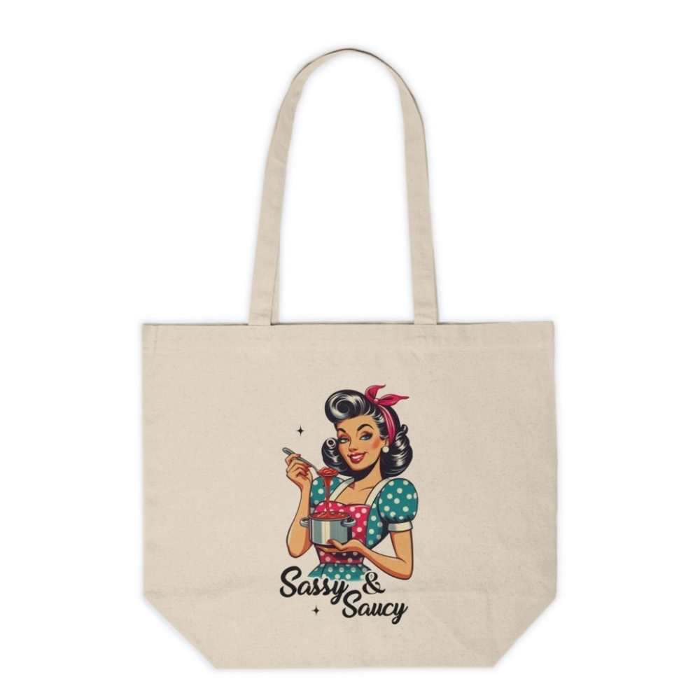 Retro Sassy And Saucy Custom Canvas Tote Bag